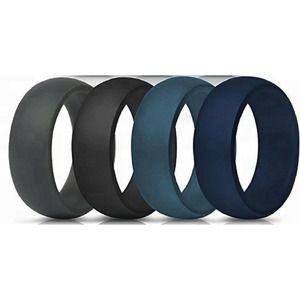Silicone Wedding Rings (Set of 4) Color - Classic Combo 2 Mens Safety Rings